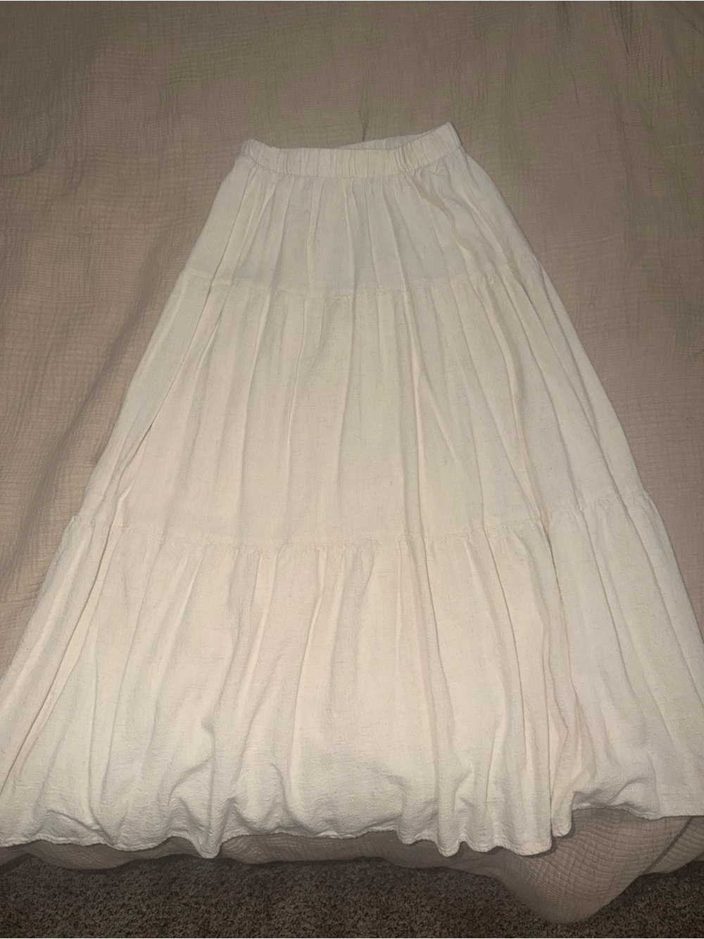 stradivarius White Tiered Maxi Skirt